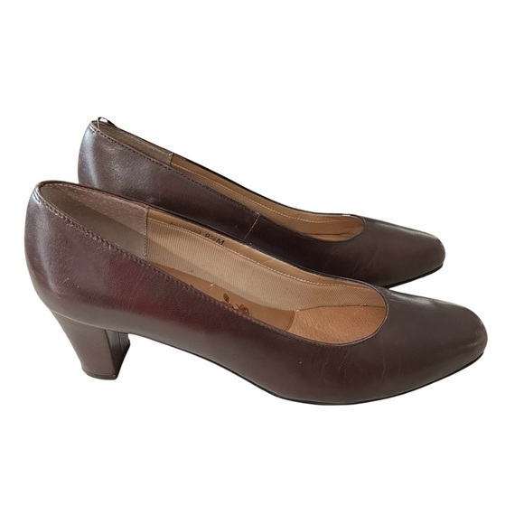 Ros Hommerson Women’s 9.5 Brown Block Heel Leather Upper Pumps - Picture 1 of 10